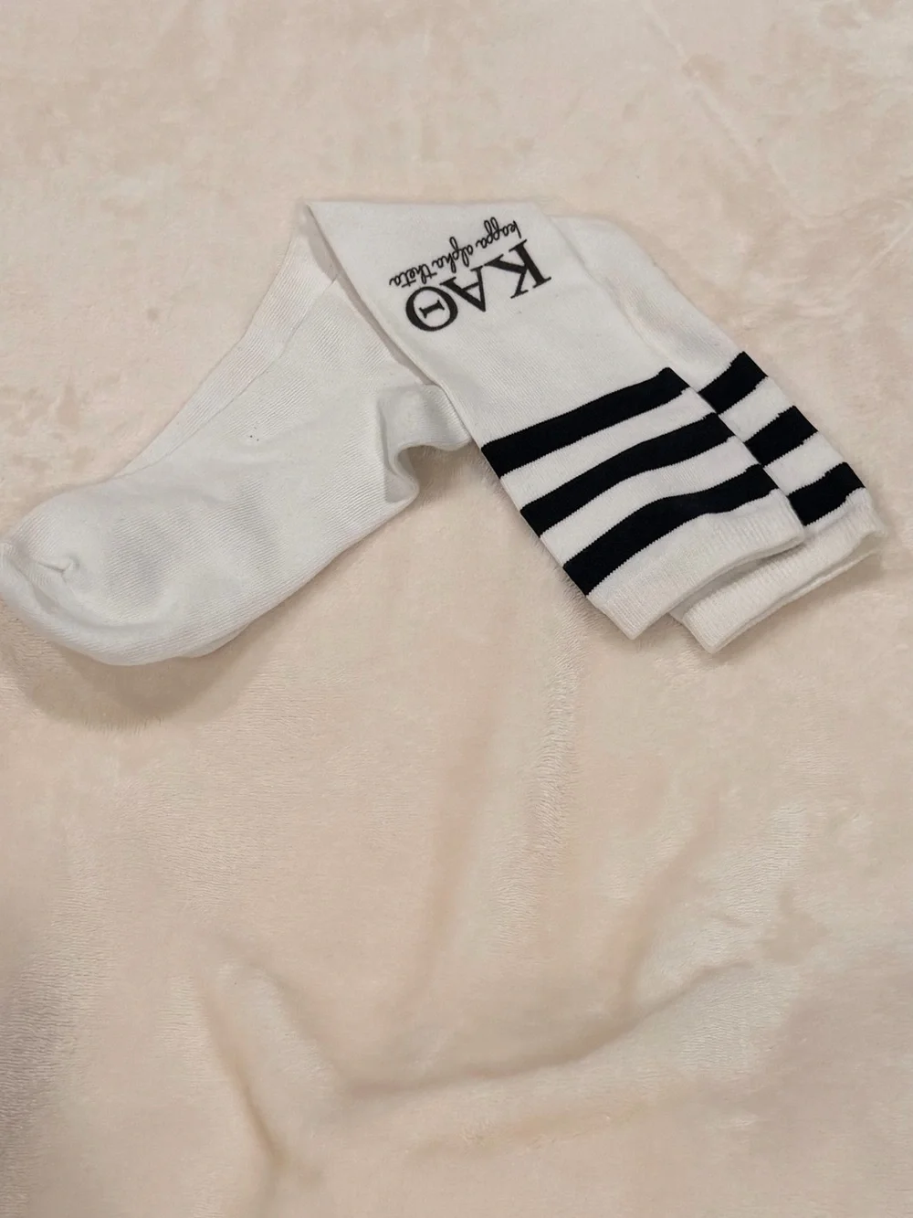 Kappa Alpha Theta White & Black Striped Crew Socks